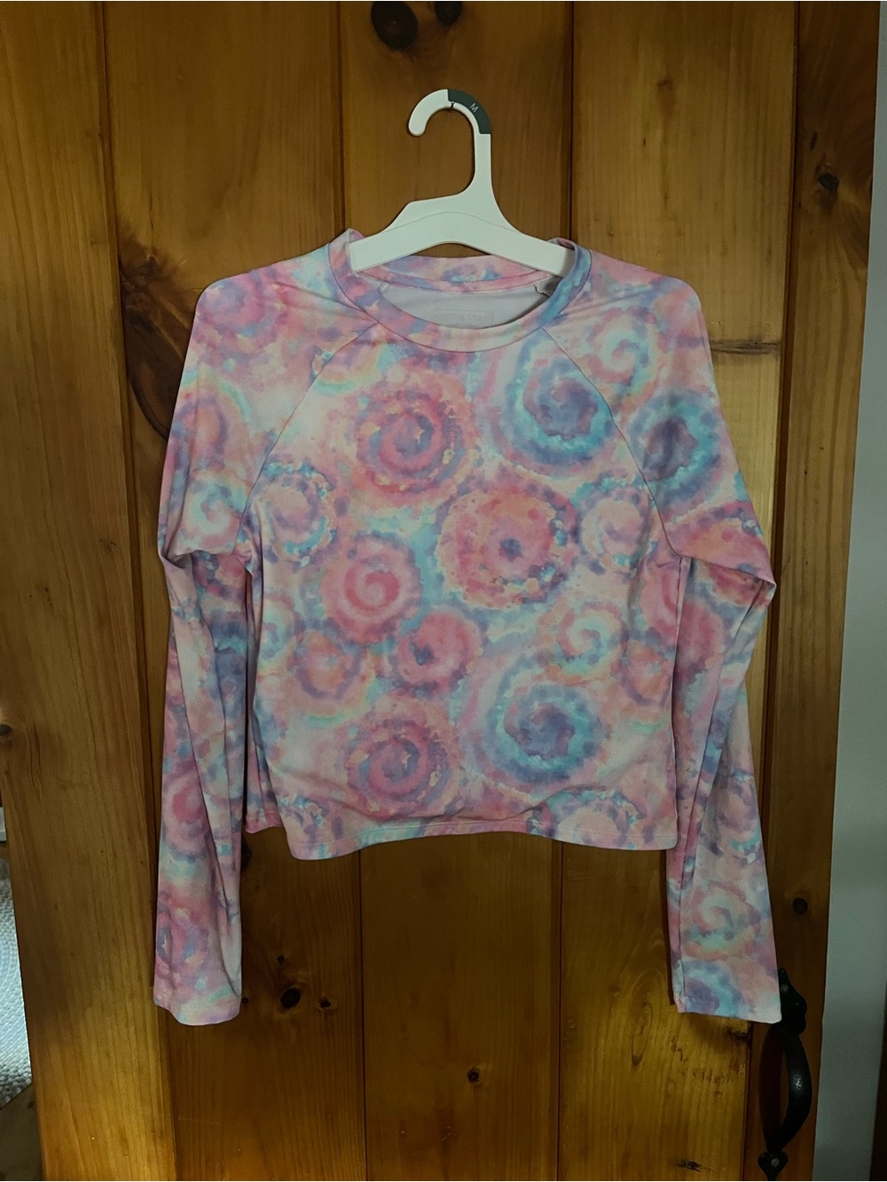Kids Long Sleeve Rashguard Swim Top - Pink & Blue Tie-Dye